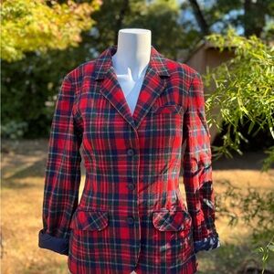 Vintage Pendleton Red and Blue Plaid Blazer
